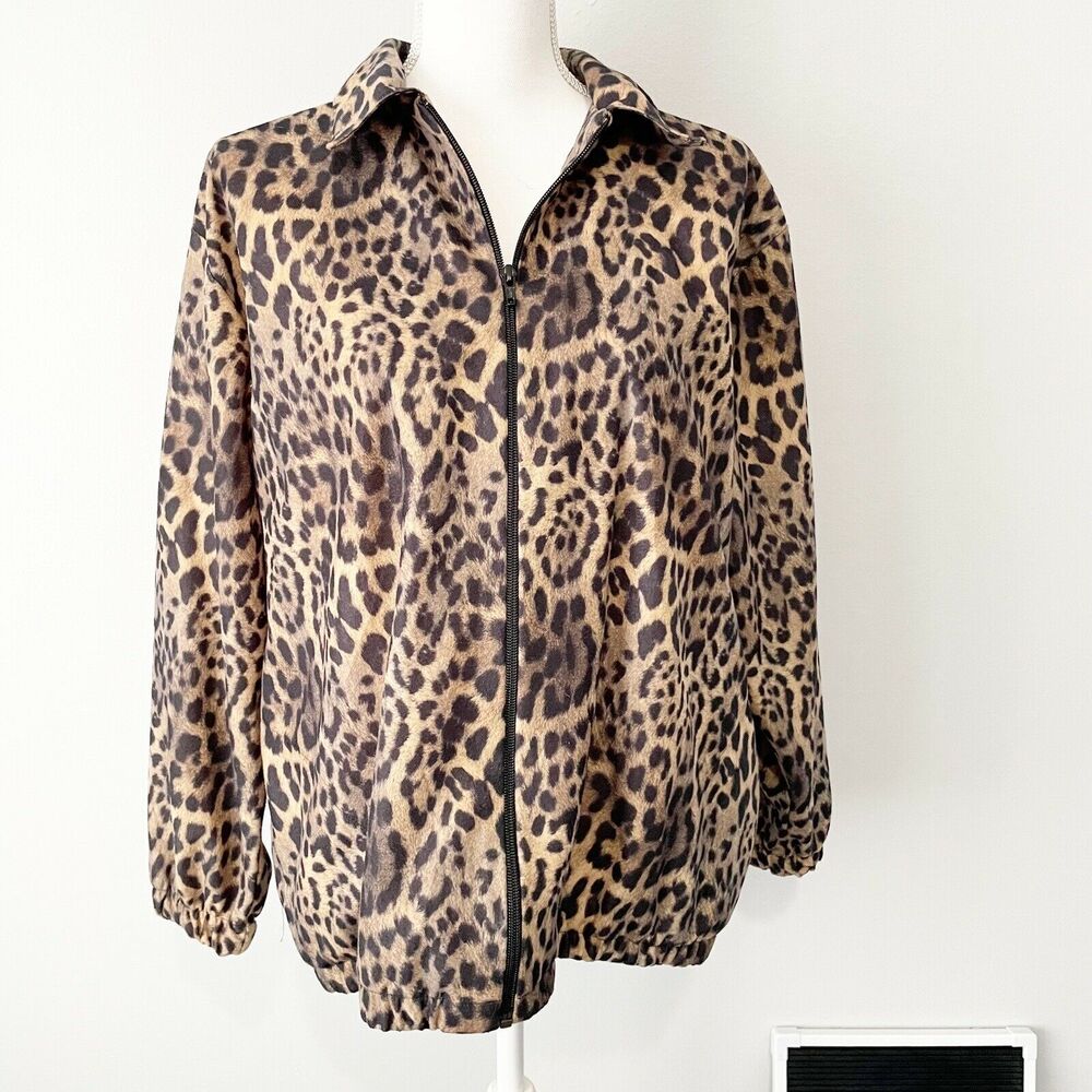 Bon Worth leopard zip jacket vintage medium petite vintage